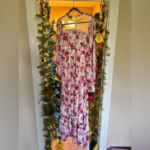 PURE HEART IVORY FLORAL PRINT MAXI DRESS